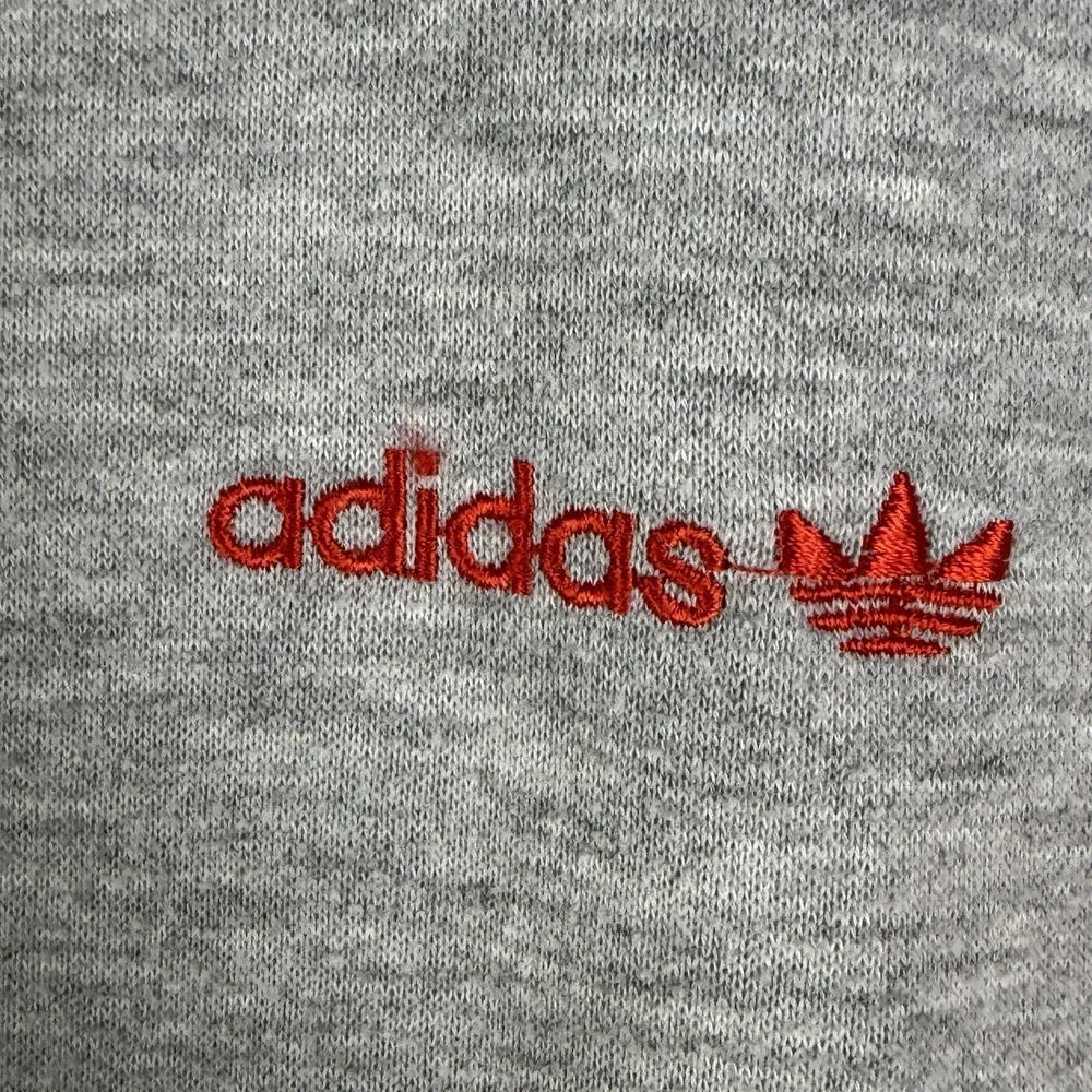 Adidas Trefoil Full Zip Fleece Sweatshirt Gray Red Men Large Taiwan Rare VTG 80s